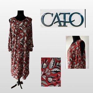 Cato’s Cold shoulder dress, size 18/20W,  burnt orange, black and cream